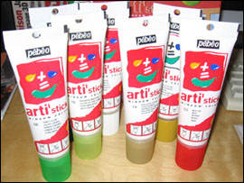 Tubes de peintures sur vitres repositionnables arti'stick de pébéo