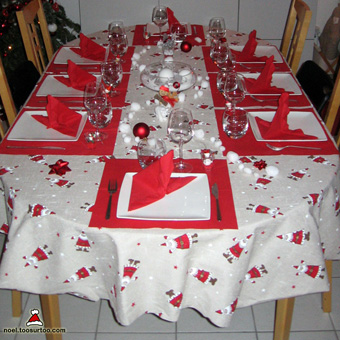 Red and white Christmas table