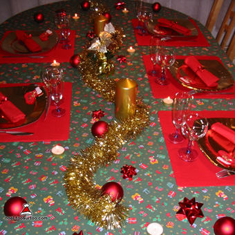 Gold and red table